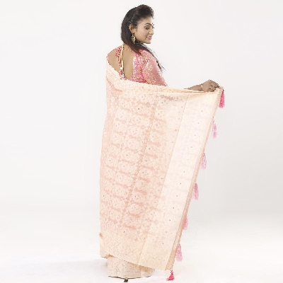 Picture of Pink Color Cotton Jamdani Saree For Women