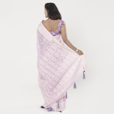 Picture of Cold Purple Color Full Cotton Jamdani Saree For Women