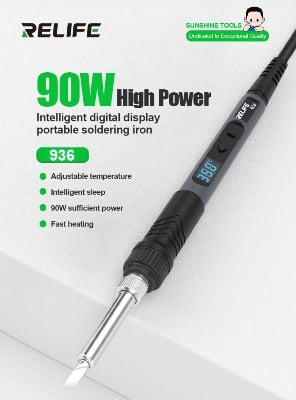 Picture of Adjustable Temperature Soldering Iron LCD Display AC 220V 80W~90W Fast Heating Soldering Iron Born for Mobile Repairing & Servicing Relife Sunshine Koocu 936 SL-936D 