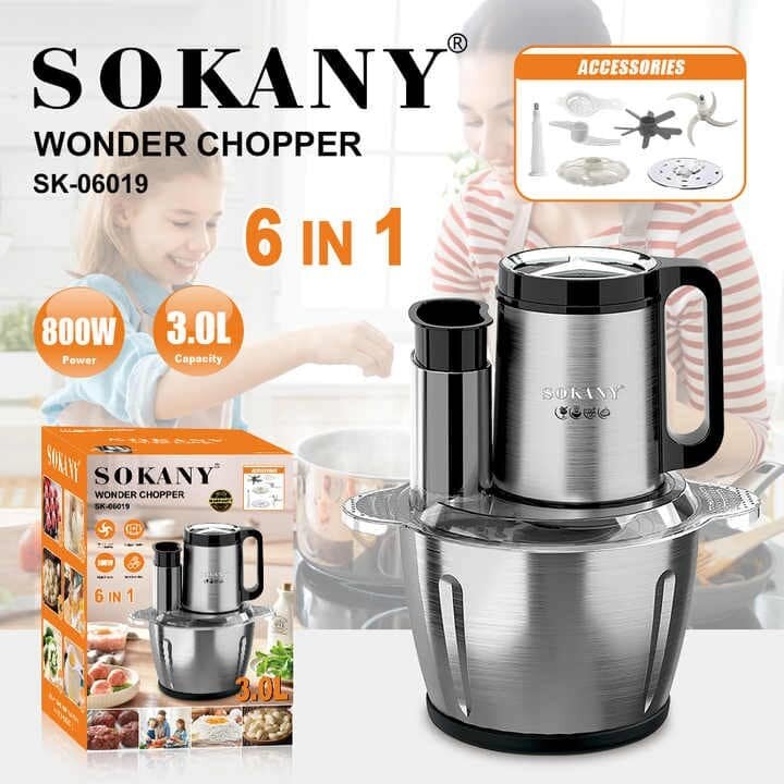 Picture of Sokany 800W Wonder Chopper SK-06019: 3.0L High-Capacity 6-in-1 Food Processor