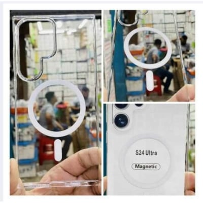 Picture of Samsung S24 Ultra Transparent Magnatic Magsafe Anti Yellow Clear Protective Phone Case Back Cover
