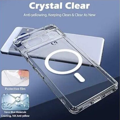 Picture of Google Pixel 6,6a ,6 pro,7,7a,7 Pro,8,8a ,8 Pro 9,9 pro,9 pro xl Anti Yellow Hard MagSafe Compatible Shockproof Transparent Slim Fit Wireless Charging supported Phone Back Case Mobile Cover