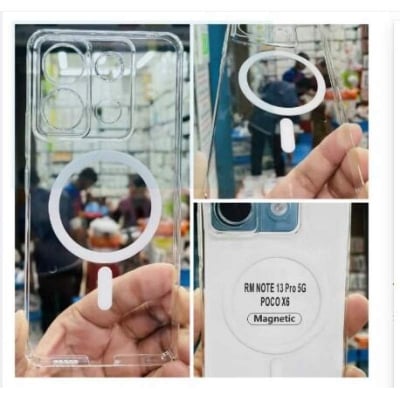 Picture of Redmi Note 13 Pro 5G Anti Yellow Phone Case Magsafe Clear Case Animation Magnetic Suffering Mobile Transparent Phone Back Cover Cover