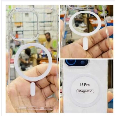 Picture of Iphone 16 Pro Anti Yellow Hard MagSafe Compatible Shockproof Transparent Slim Fit Wireless Charging supported Phone Back Case Mobile Cover