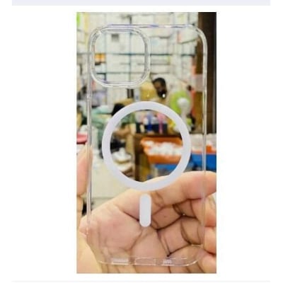 Picture of iphone 15 Transparent Magnatic Anti Yellow Clear Magsafe Protective Phone Case Back Cover