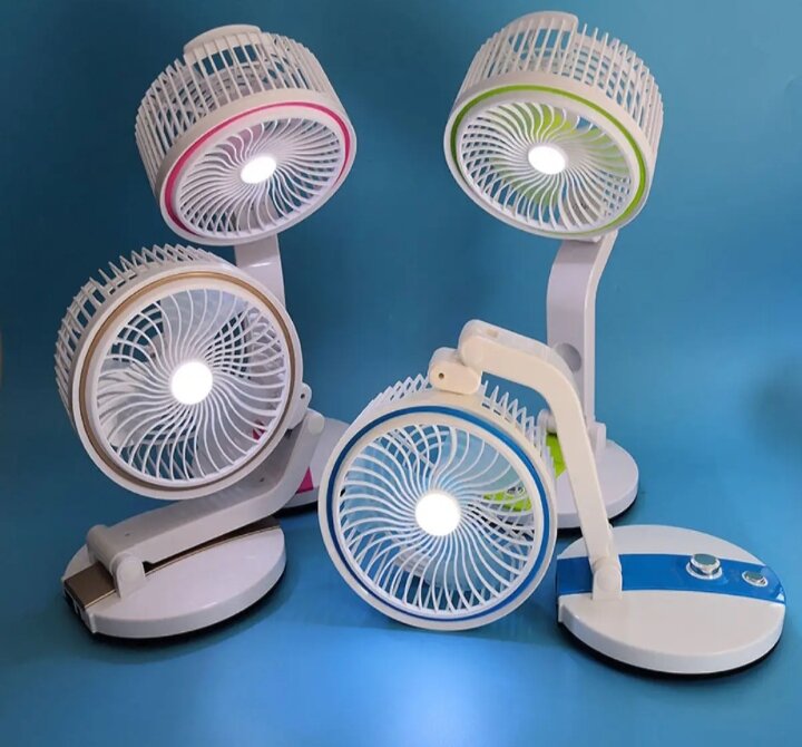 Picture of Rechargeable Folding Table Fan with LED Lights - Multicolor