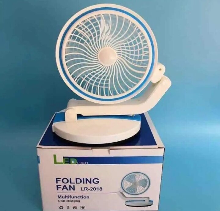 Picture of Rechargeable Folding Table Fan with LED Lights - Multicolor