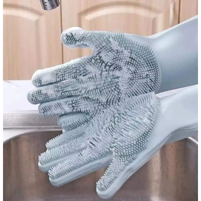 Picture of High-Quality Silicone Dishwashing Kitchen Gloves - Multicolor