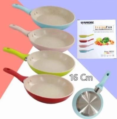 Picture of 16cm Non-Stick Forged Frying Pan with Marble Stone Coating and Silicone Handle - Multicolor