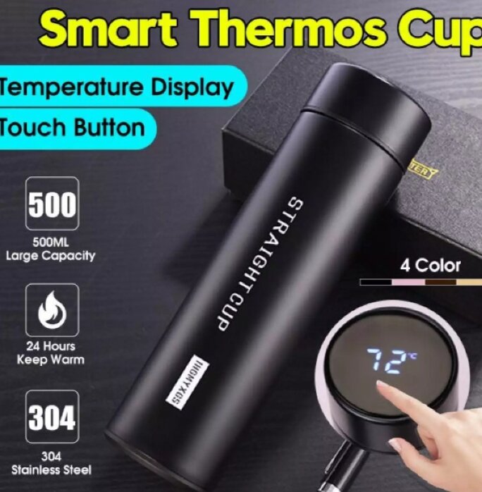Picture of Stainless Steel Vacuum Insulated Smart Tumbler with LED Temperature Display - 500ml - Black