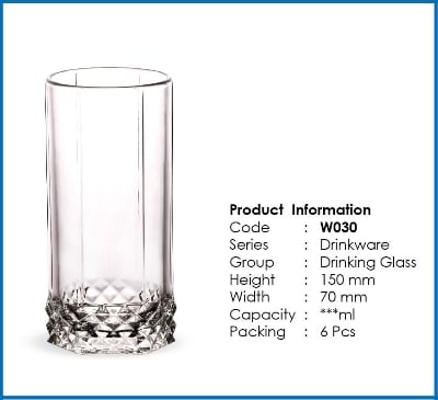 Picture of Crystal Clear Drinking Glass Set (6 Pieces) OLiLA W030 ( ৬ পিচের স্বচ গ্লাস)