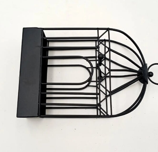 Picture of Birdcage-Shaped Iron Mosquito Coil Holder and Incense Burner - Black