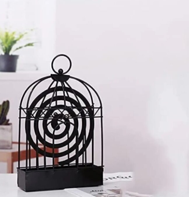 Picture of Birdcage-Shaped Iron Mosquito Coil Holder and Incense Burner - Black