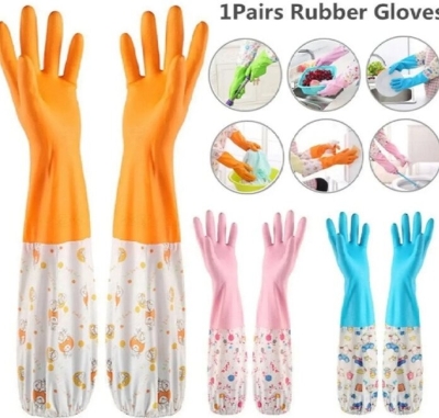 Picture of Silicone Dishwashing Kitchen Gloves - Multicolor