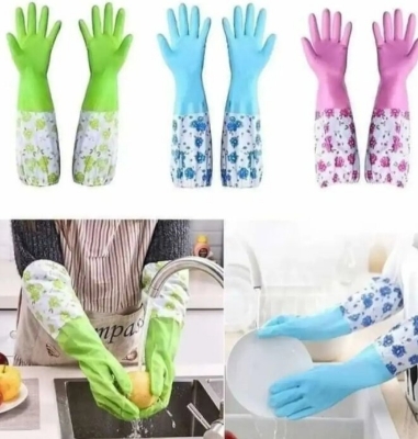 Picture of Silicone Dishwashing Kitchen Gloves - Multicolor