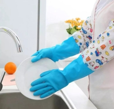 Picture of Silicone Dishwashing Kitchen Gloves - Multicolor