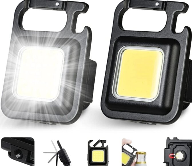 Picture of Mini COB Keychain Flashlight - USB Rechargeable - Black