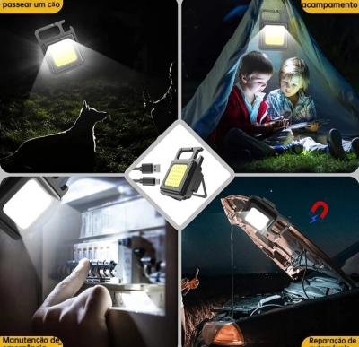 Picture of Mini COB Keychain Flashlight - USB Rechargeable - Black
