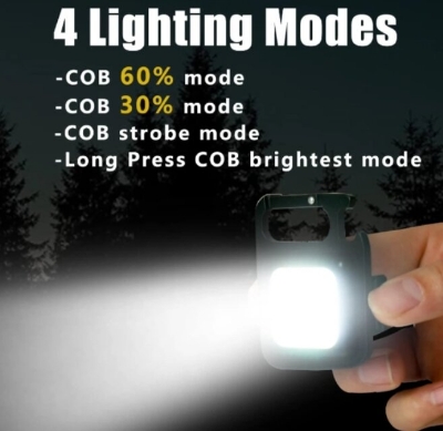 Picture of Mini COB Keychain Flashlight - USB Rechargeable - Black