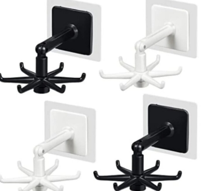Picture of 4-Piece 360-Degree Rotating Self-Adhesive Folding Hooks - Multicolor