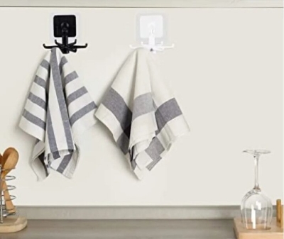 Picture of 4-Piece 360-Degree Rotating Self-Adhesive Folding Hooks - Multicolor