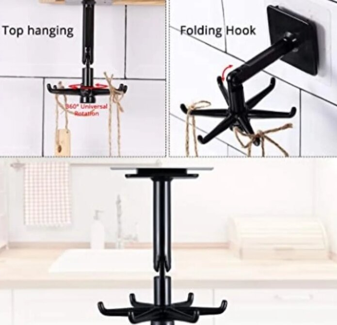 Picture of 4-Piece 360-Degree Rotating Self-Adhesive Folding Hooks - Multicolor