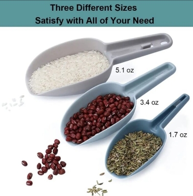 Picture of Plastic Kitchen Flour Scoop Set - 3 Pieces - Multicolor
