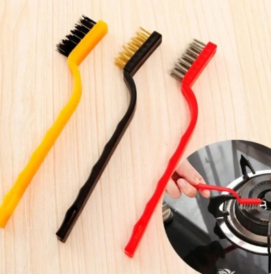 Picture of 3-Piece Mini Wire Brush Set - Brass, Nylon and Stainless Steel - Multicolor