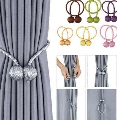 Picture of 2-Piece Magnetic Pearl Ball Curtain Tieback Hooks - Multicolor