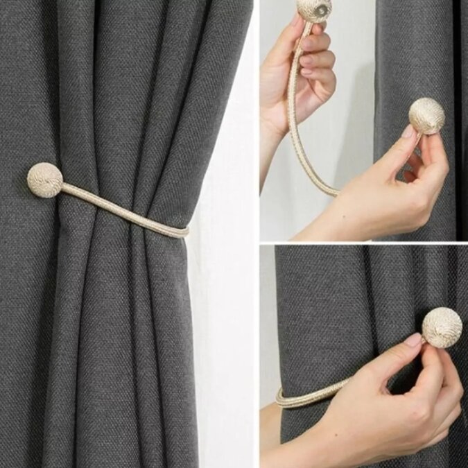 Picture of 2-Piece Magnetic Pearl Ball Curtain Tieback Hooks - Multicolor