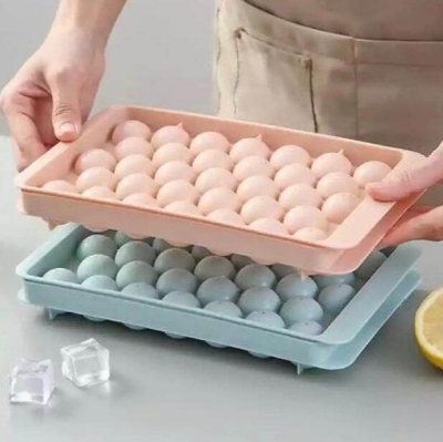 Picture of 33-Piece Round Ice Ball Maker Tray with Lid - Multicolor