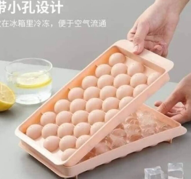 Picture of 33-Piece Round Ice Ball Maker Tray with Lid - Multicolor