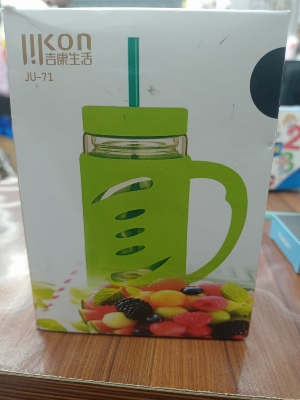 Picture of Glass Inner Juice Mug with Straw - 460ml