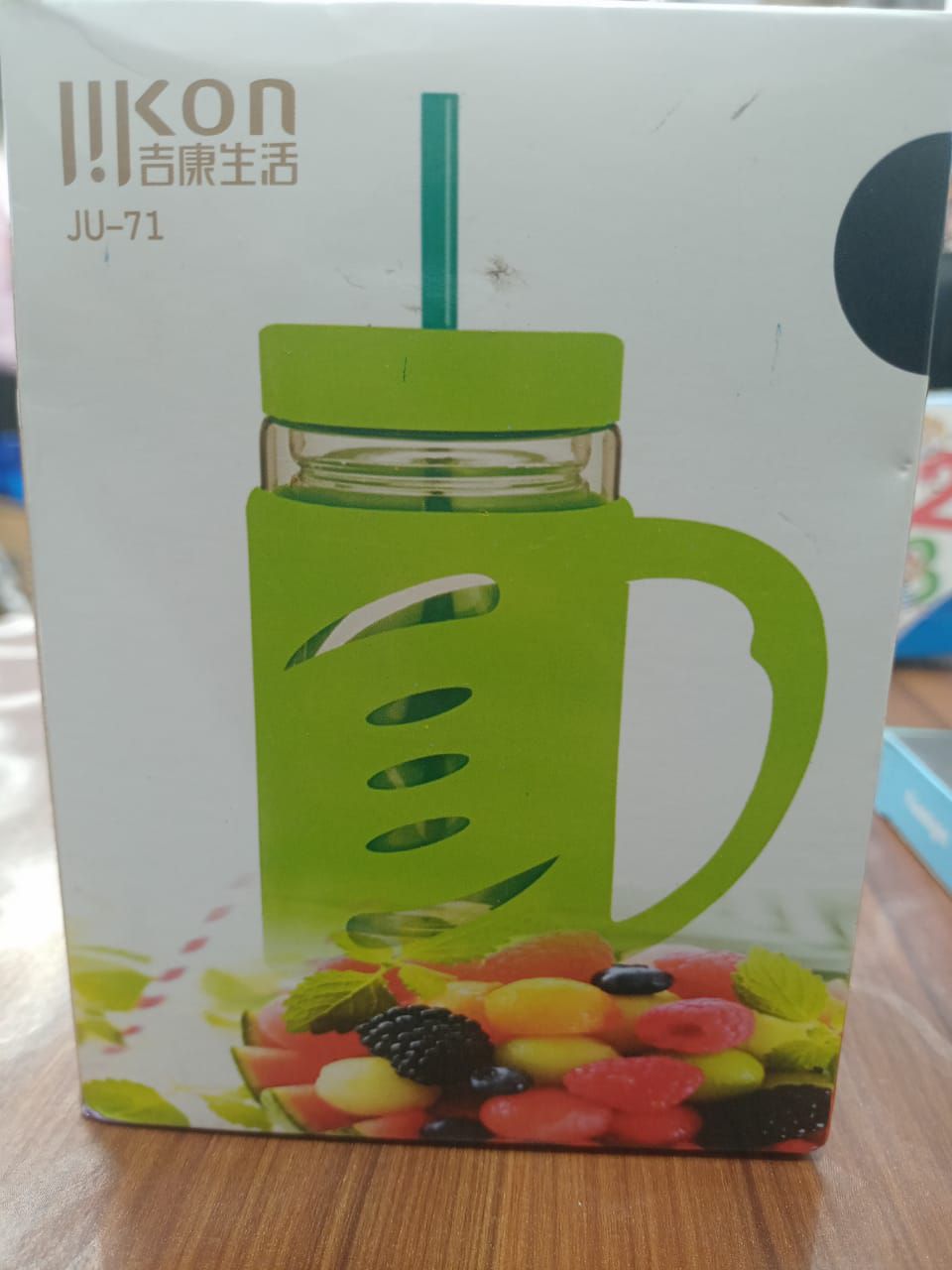 Picture of Glass Inner Juice Mug with Straw - 460ml