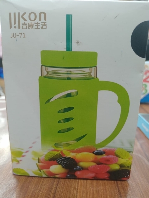 Picture of Glass Inner Juice Mug with Straw - 460ml