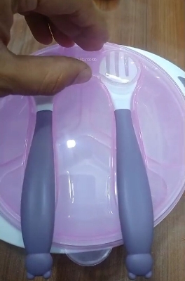 Picture of Baby Feeding Bowl and Spoon Set with Suction Base - Multicolor