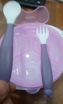 Picture of Baby Feeding Bowl and Spoon Set with Suction Base - Multicolor