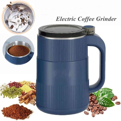 Picture of Electric Mini Spice and Grain Grinder with 5 Blades, 304 Stainless Steel - Blue