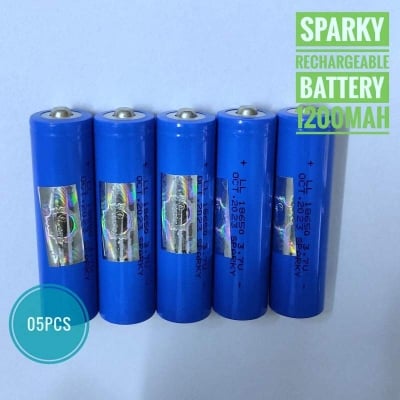 Picture of Li-ion Battery 18650 for Toys /AC DC Bulb / Charger 1200mAH 5pcs-Blue