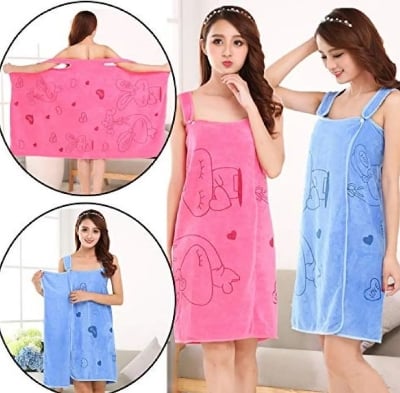 Picture of Women's Wearable Microfiber Bath Towel Dress and Bathrobe - Multicolor