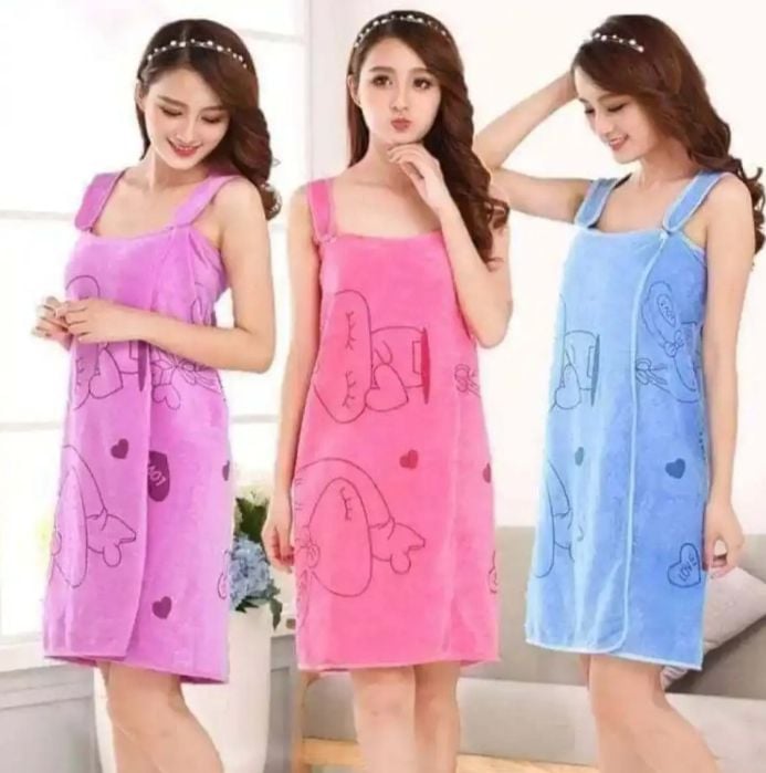 Picture of Women's Wearable Microfiber Bath Towel Dress and Bathrobe - Multicolor