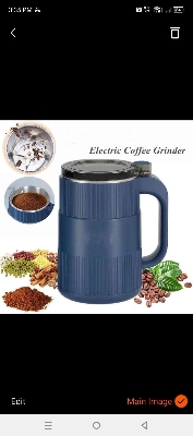 Picture of Electric Mini Spice and Grain Grinder with 5 Blades, 304 Stainless Steel - Blue