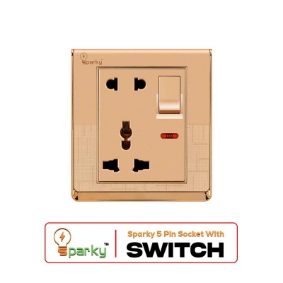 Picture of Sparky 5 Pin Socket With Switch-Gold