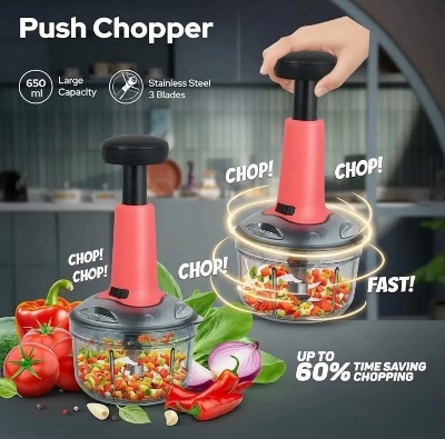 Picture of Manual Push Chopper 700ml for Vegetable & Fruit Cutting, Strong ABS Material for Long Duration