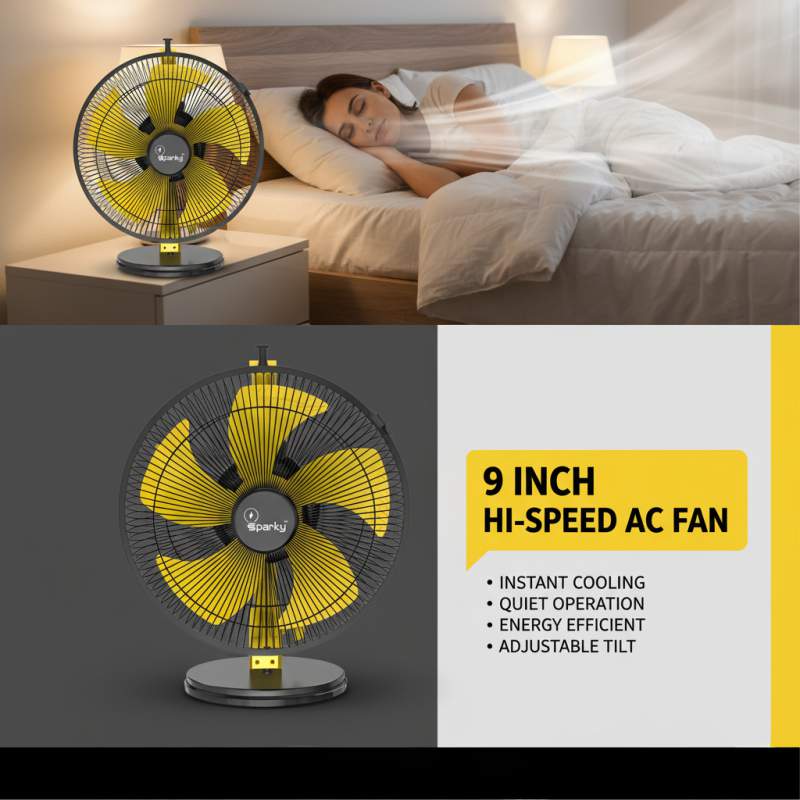 Picture of Sparky Tufan High Speed Table Fan 9 inch–Powerful Cooling-Yellow