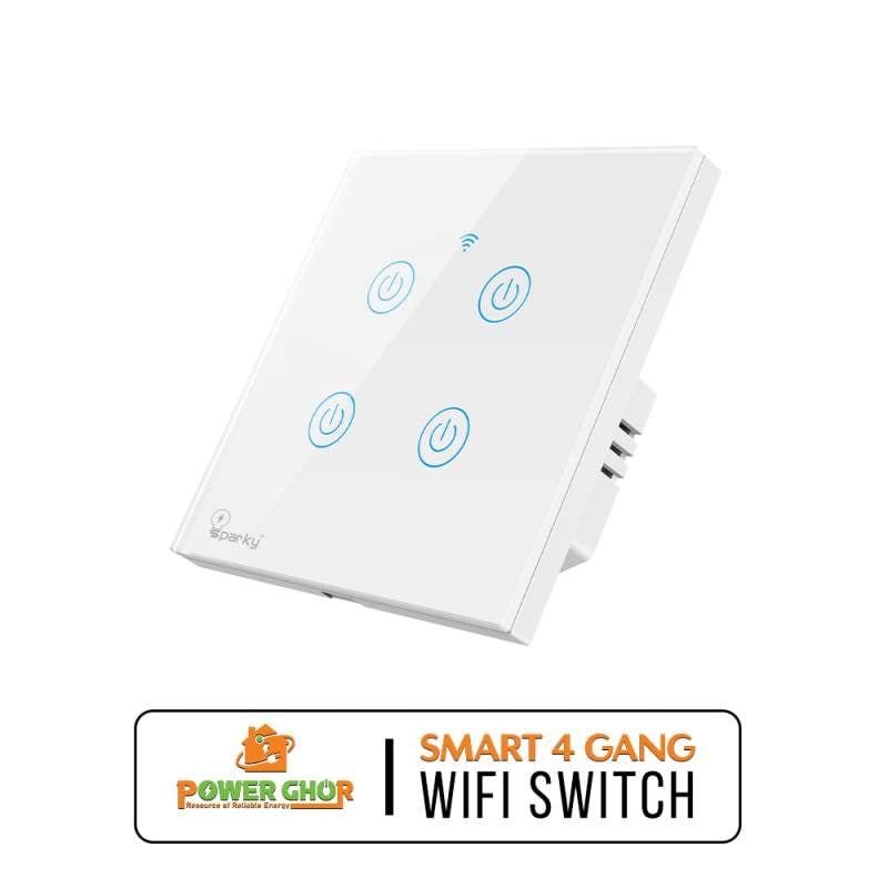 Picture of Sparky Smart 4 Gang Wifi Switch, Smart Wall Switch 4 Gang Wire Touch Sensor LED Light Button SmartLife Voice Control Alexa Google Home-White