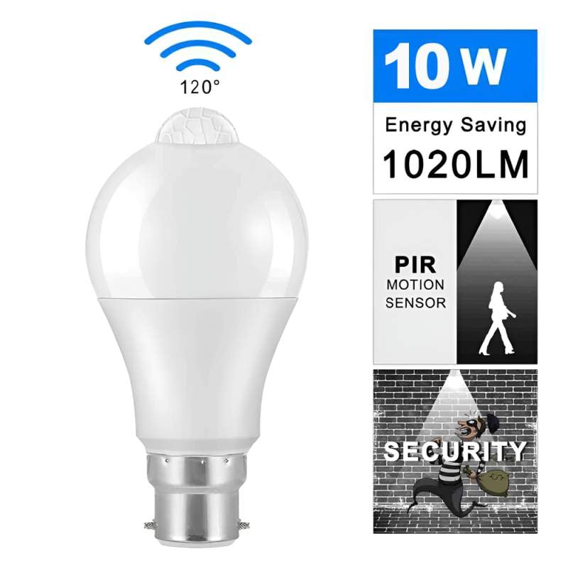 Picture of Sparky PIR Motion Sensor 10W LED Bulb , PIR Motion Sensor Light Bulb B22, E27 Inteligent Human Infrared Induction White Warm Light Automatic Switch Light Bulb-White
