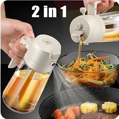 Picture of Oil Sprayer & Oil Dispenser 2-in-1 Glass Bottle Cooking for Kitchen, BBQ, Air Fryer & Salad Dressing