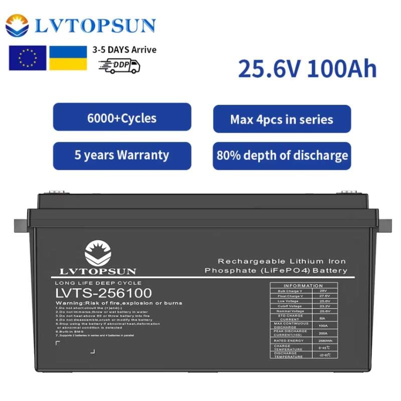 Picture of LVTOPSUN Lithium Phosphet Battery 25.2V 100AH-Black