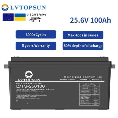 Picture of LVTOPSUN Lithium Phosphet Battery 25.2V 100AH-Black